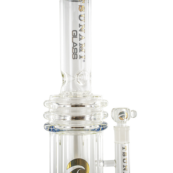 Button Double Honeycomb Perc Bong 16'' (Tsunami Glass)