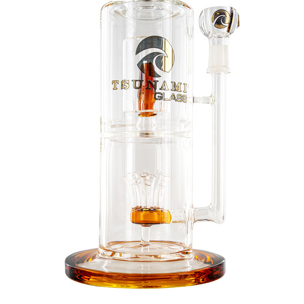 Sprinkler Cube Perc Bong 14'' (Tsunami Glass)