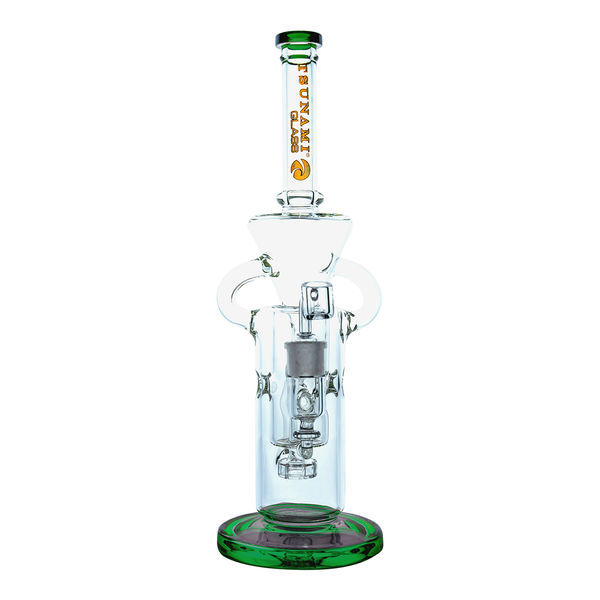 Shower Head Swiss Recycler Dab Rig 13'' (Tsunami Glass)