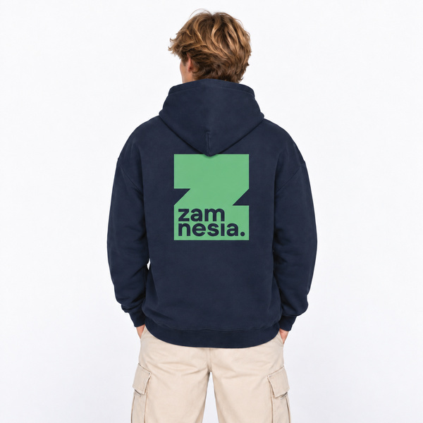 Hoodie navy - green logo Zamnesia