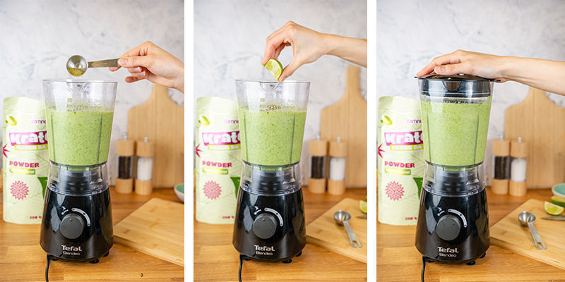 Gib Kratom-Pulver dazu und püriere es nochmal.