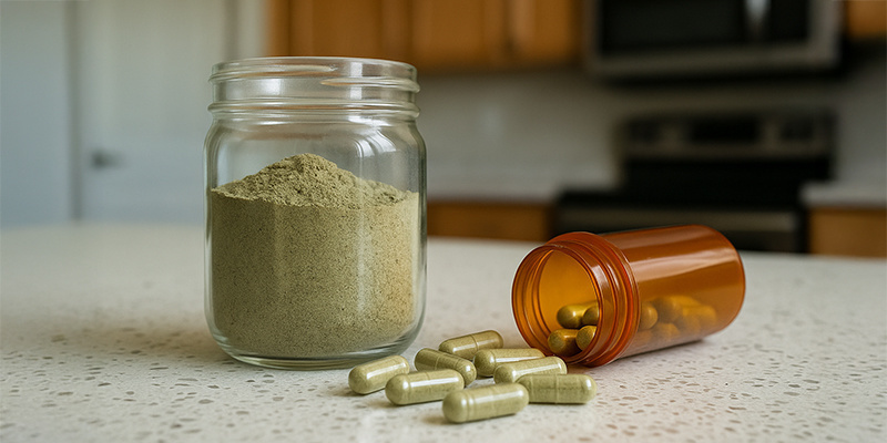 Kapseln mit getrocknetem Peyote (Pulverform)