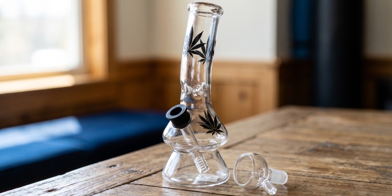 Mini Glass Bong (Black Leaf) Mini Glass Bong (Black Leaf)