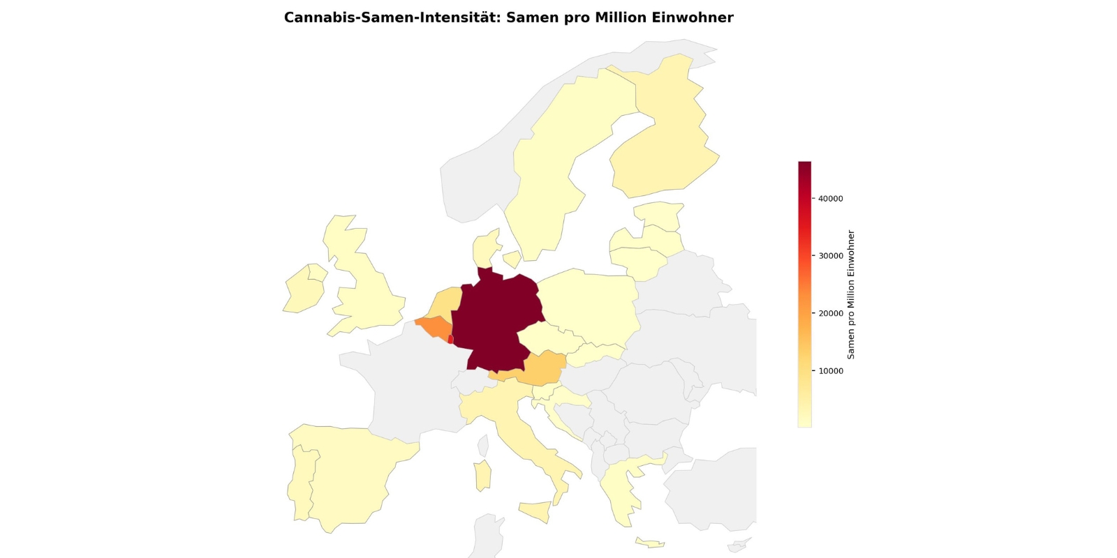 Abbildung 1: Cannabissamen-K&auml;ufe pro Kopf in Europa.