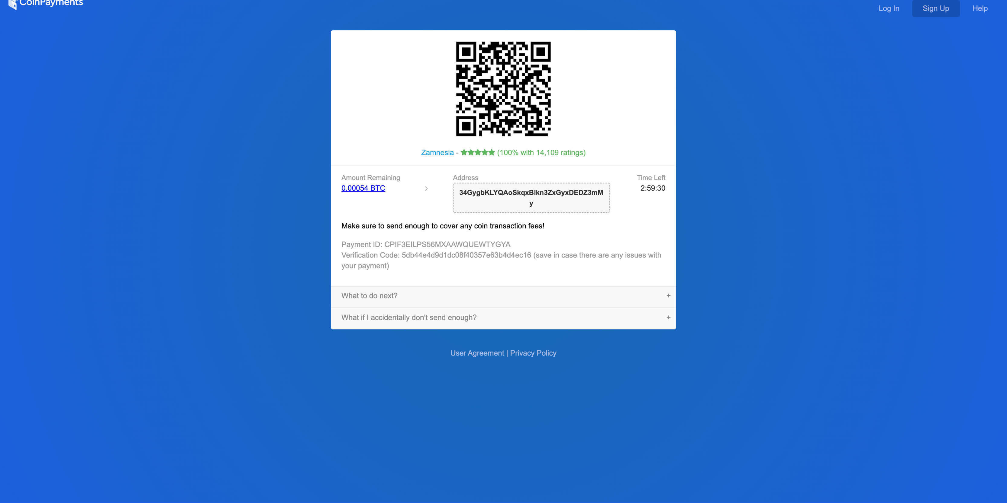 Die Bitcoin Adresse Von Zamnesia