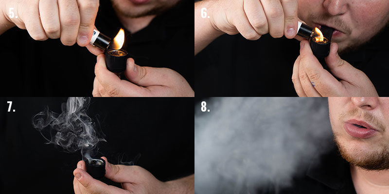 Smoking Cannabis From a Pipe, Step 5-8 Smoking Cannabis From a Pipe, Step 5-8