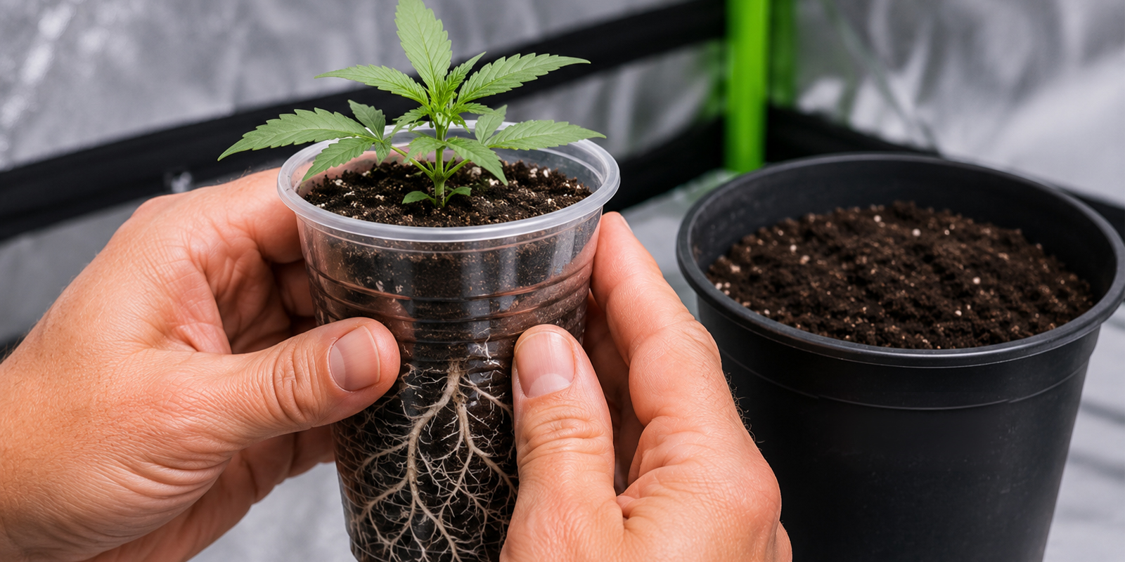 Wann du Cannabis-Keimlinge aus Plastikbechern umtopfen solltest