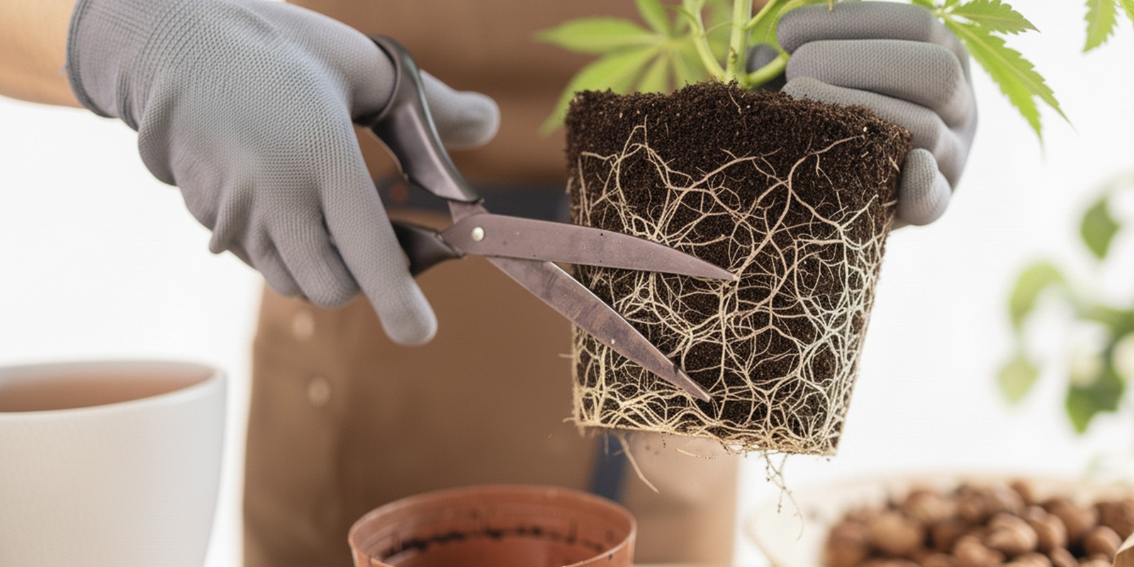 Option 2: Wurzelschnitt in Erde Option 2: Wurzelschnitt in Erde