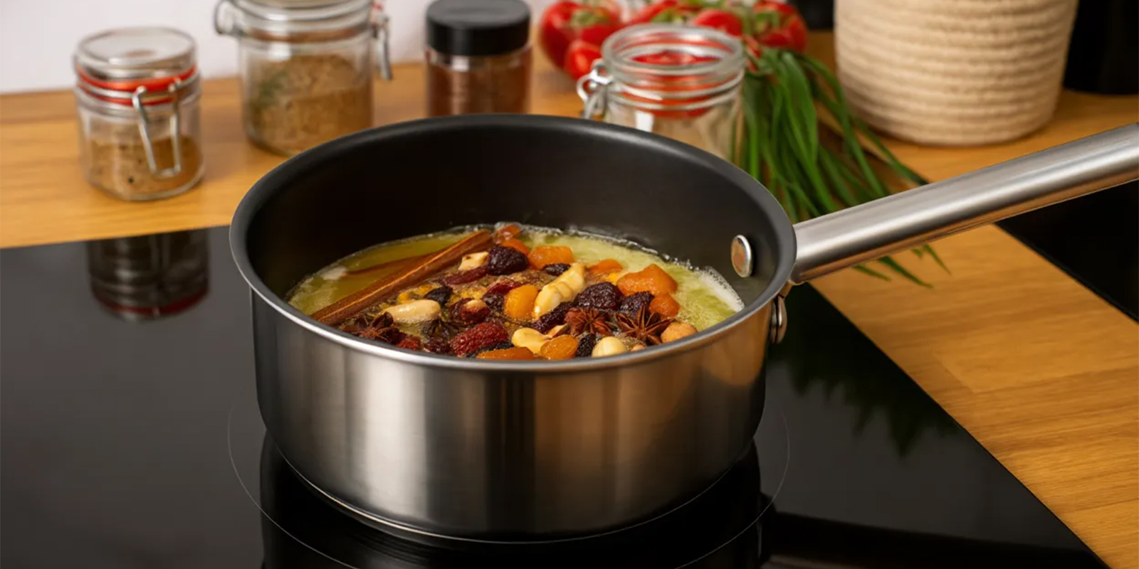 Honig und Früchte einrühren