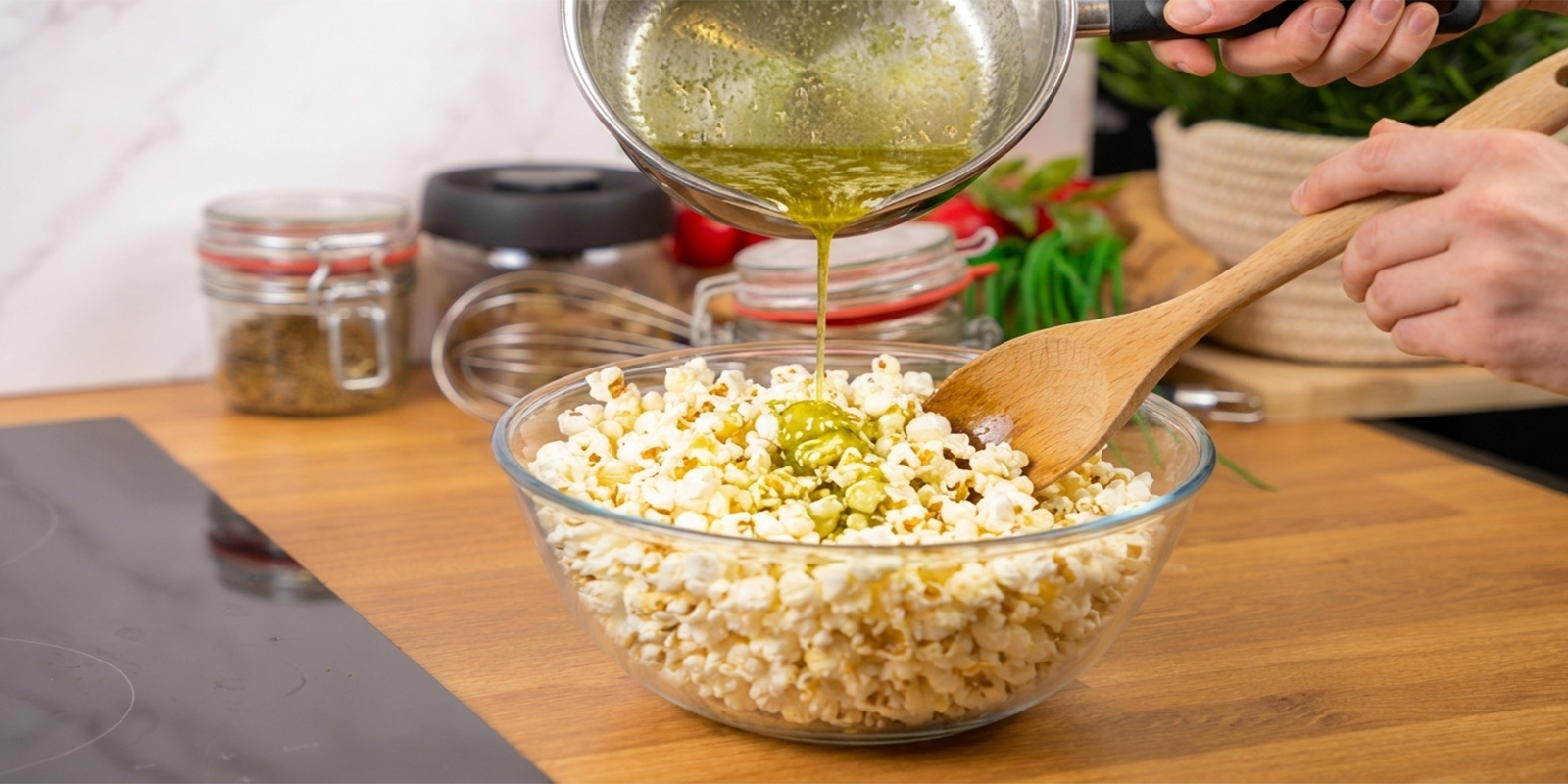 Übergießen und vermengen